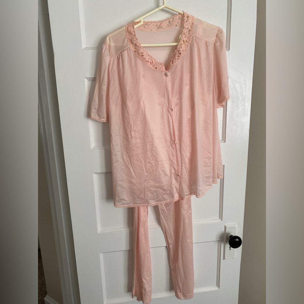 Vintage 1970s Vanity Fair Womens 3 Piece Pajama Set Size 38